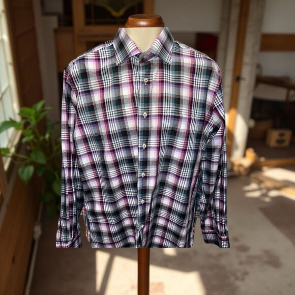 Peter Millar Plaid Button Up Shirt Size Large #65 - Picture 1 of 5